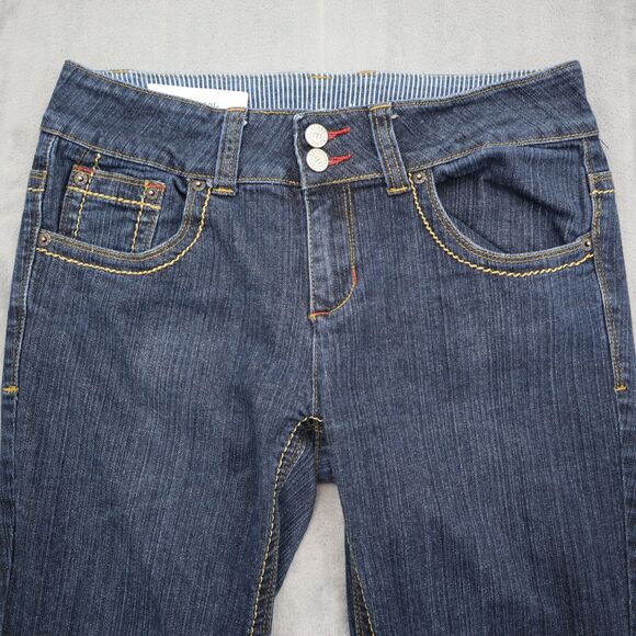 Modbe Pants Womens 12 Blue Bootcut Mid Rise Button Pocket Dark Wash Denim Jeans - Picture 6 of 16